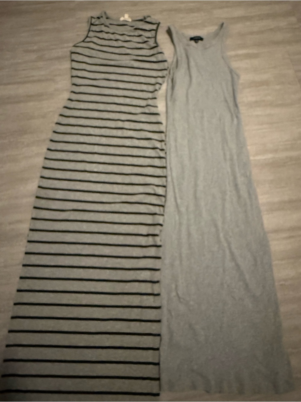 Sleeveless Gray Maxi Dress — Slim Fit Ribbed Tank Maxi